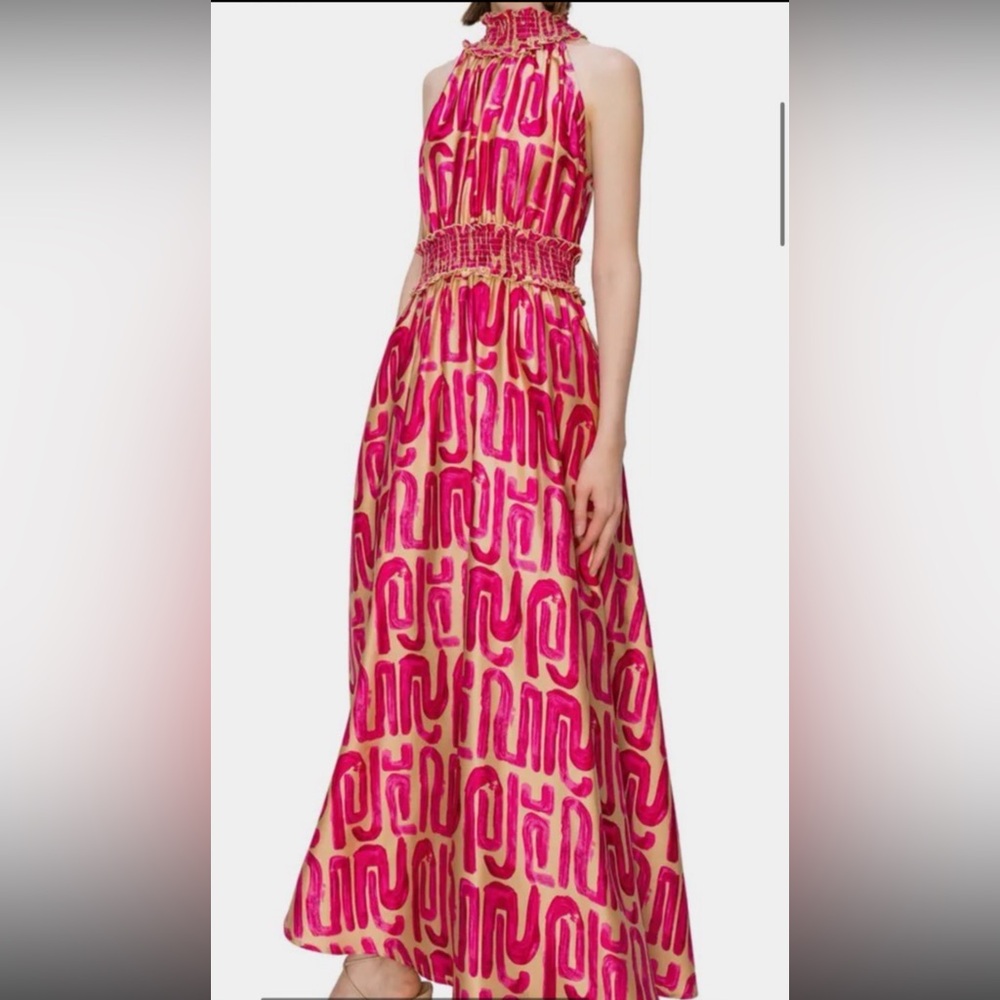 Wedding Guest Dress - Fun Pink and Tan Dress